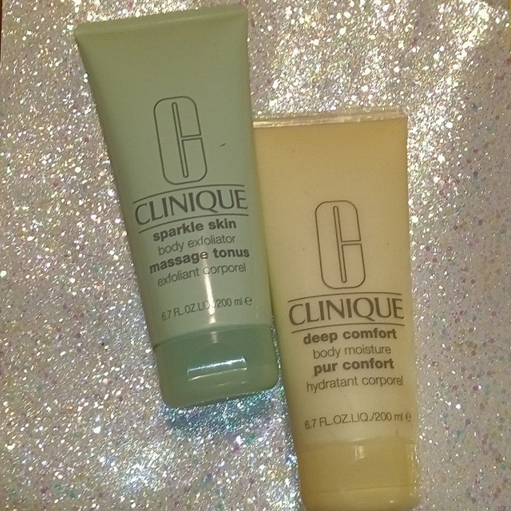 CLINIQUE BODY SPARKLE SKIN EXFOLIATOR & DEEP COMFORT BODY MOISTURIZER